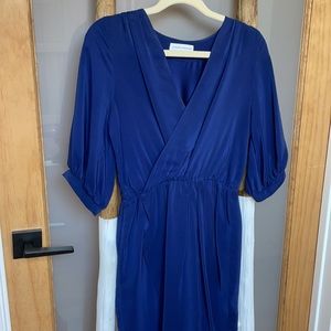 Amanda Uprichard Navy Silk Wrap Dress